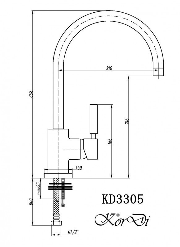Смеситель для кухни KorDi KD 3305-D7 Matt