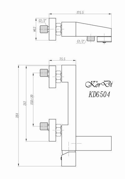 Смеситель для ванны KorDi KD 6504-D34