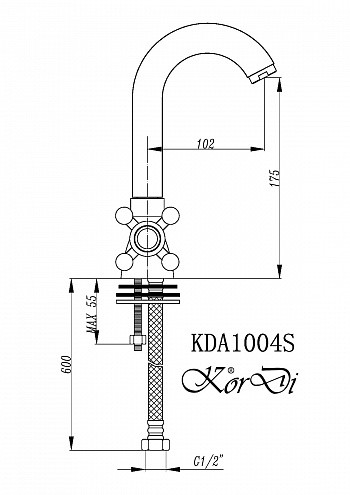 Смеситель для раковины KorDi KD 1004S-F04 Bronze