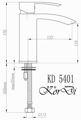 Смеситель для раковины KorDi KD 5401-D46 Black