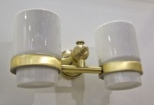 Двойной металлический держатель со стаканами KorDi KD 7502 Bronze